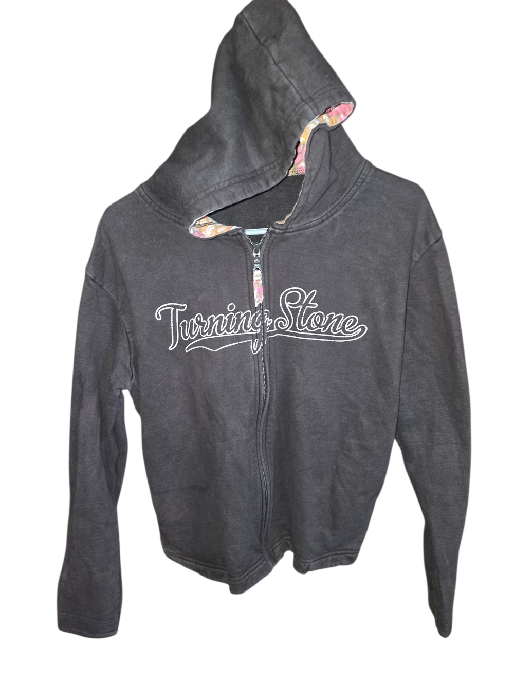 4/8/259. MV Sport Womens Brown Zip-Up Hoodie with Pink Accent